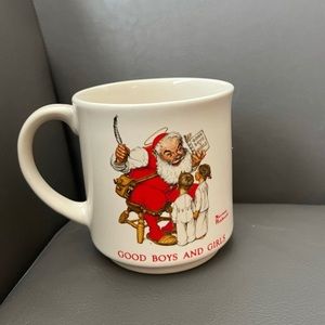 Hallmark Norman Rockwell Vintage Santa Mug Made in Japan "Good Boys & Girls"